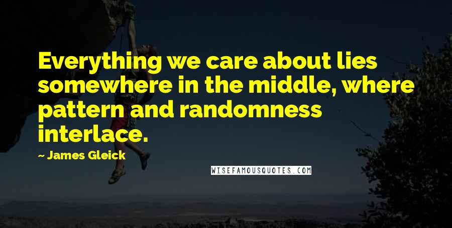 James Gleick Quotes: Everything we care about lies somewhere in the middle, where pattern and randomness interlace.