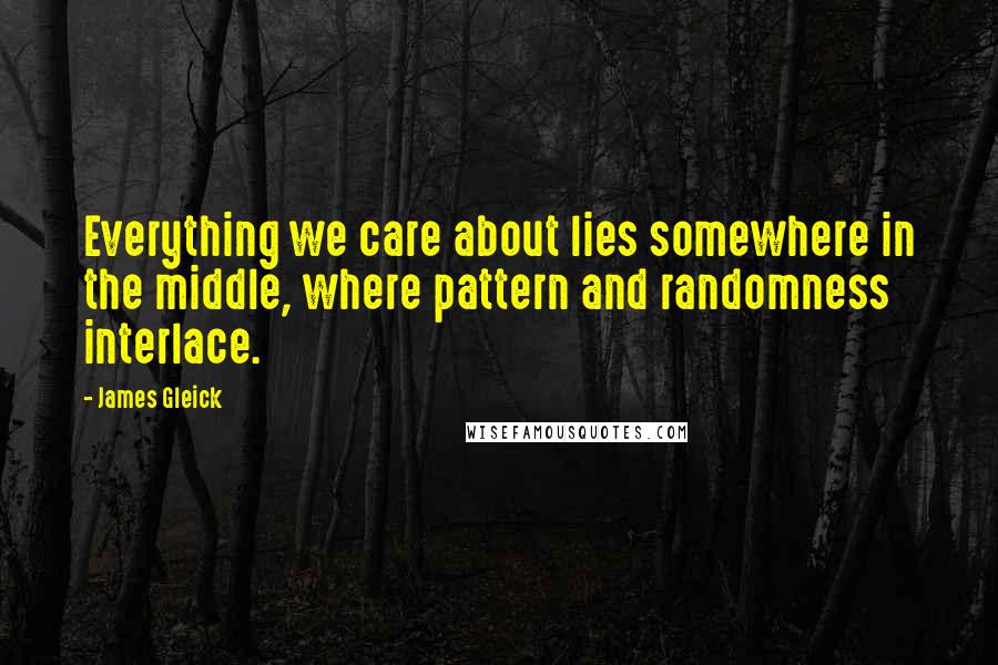 James Gleick Quotes: Everything we care about lies somewhere in the middle, where pattern and randomness interlace.