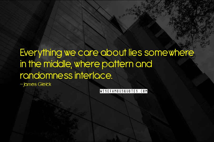 James Gleick Quotes: Everything we care about lies somewhere in the middle, where pattern and randomness interlace.