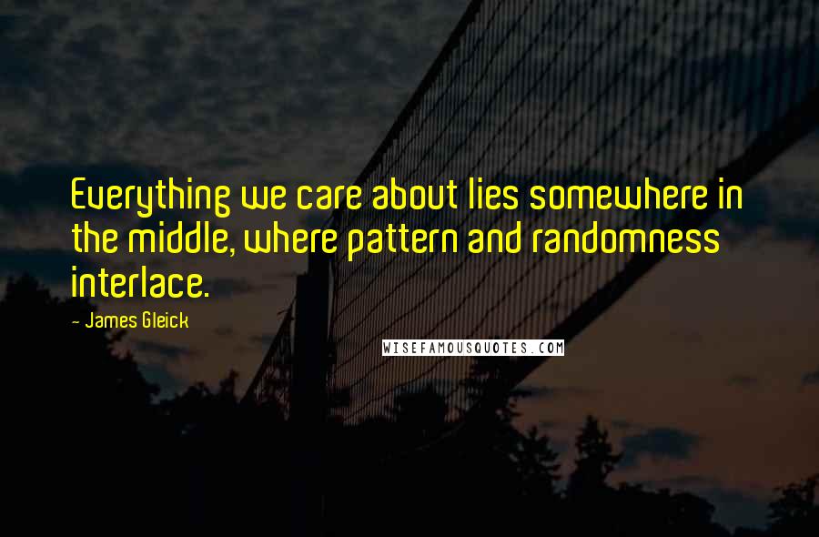 James Gleick Quotes: Everything we care about lies somewhere in the middle, where pattern and randomness interlace.