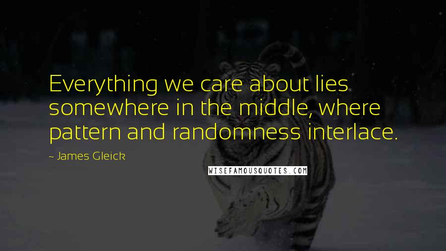 James Gleick Quotes: Everything we care about lies somewhere in the middle, where pattern and randomness interlace.