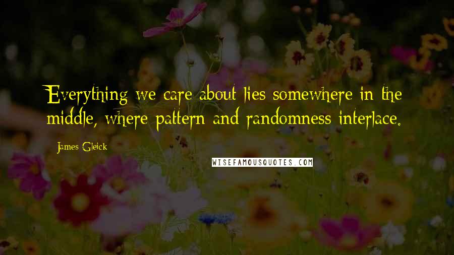 James Gleick Quotes: Everything we care about lies somewhere in the middle, where pattern and randomness interlace.