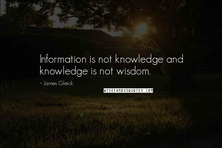 James Gleick Quotes: Information is not knowledge and knowledge is not wisdom.