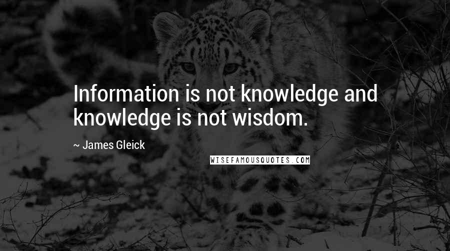 James Gleick Quotes: Information is not knowledge and knowledge is not wisdom.