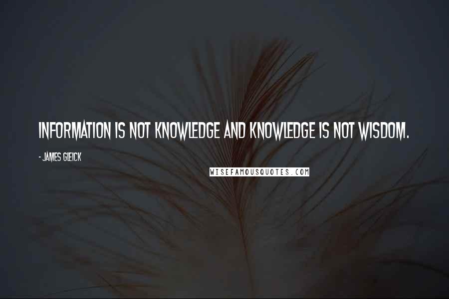 James Gleick Quotes: Information is not knowledge and knowledge is not wisdom.