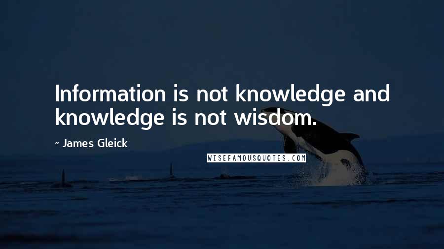 James Gleick Quotes: Information is not knowledge and knowledge is not wisdom.