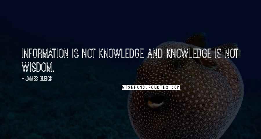 James Gleick Quotes: Information is not knowledge and knowledge is not wisdom.