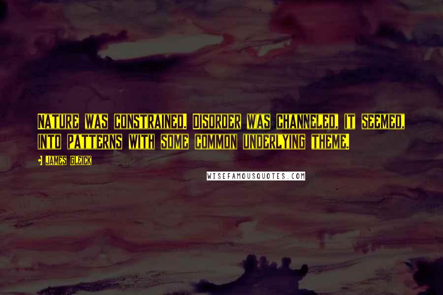 James Gleick Quotes: Nature was constrained. Disorder was channeled, it seemed, into patterns with some common underlying theme.