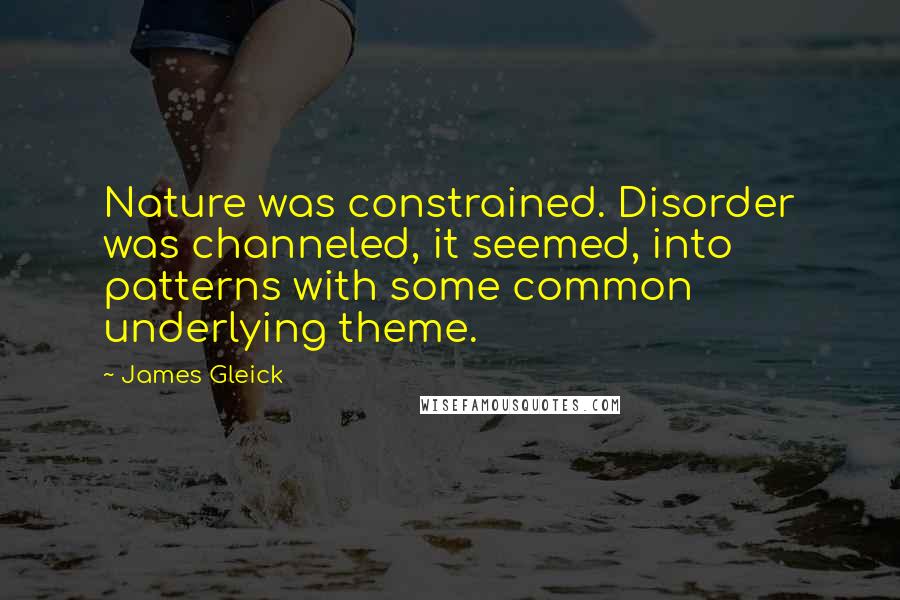 James Gleick Quotes: Nature was constrained. Disorder was channeled, it seemed, into patterns with some common underlying theme.