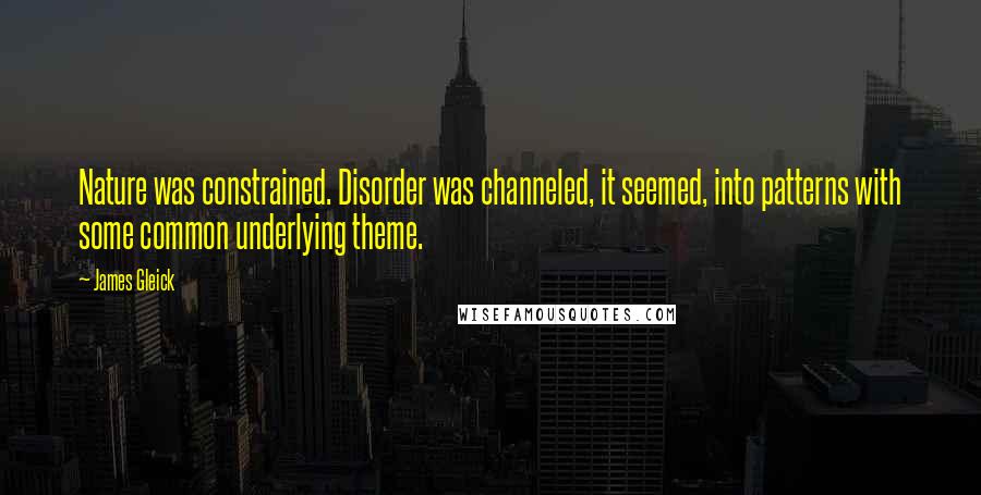 James Gleick Quotes: Nature was constrained. Disorder was channeled, it seemed, into patterns with some common underlying theme.
