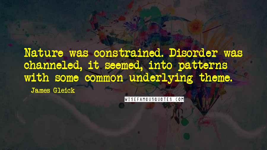 James Gleick Quotes: Nature was constrained. Disorder was channeled, it seemed, into patterns with some common underlying theme.