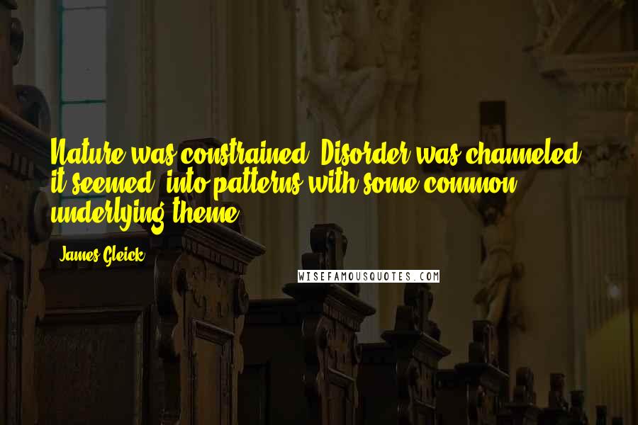 James Gleick Quotes: Nature was constrained. Disorder was channeled, it seemed, into patterns with some common underlying theme.