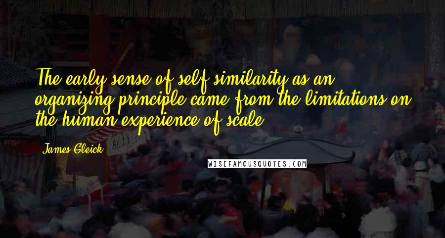 James Gleick Quotes: The early sense of self-similarity as an organizing principle came from the limitations on the human experience of scale.