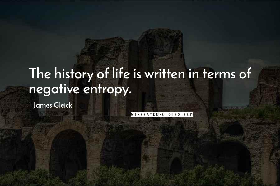 James Gleick Quotes: The history of life is written in terms of negative entropy.