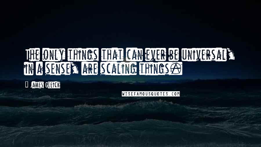 James Gleick Quotes: The only things that can ever be universal, in a sense, are scaling things.