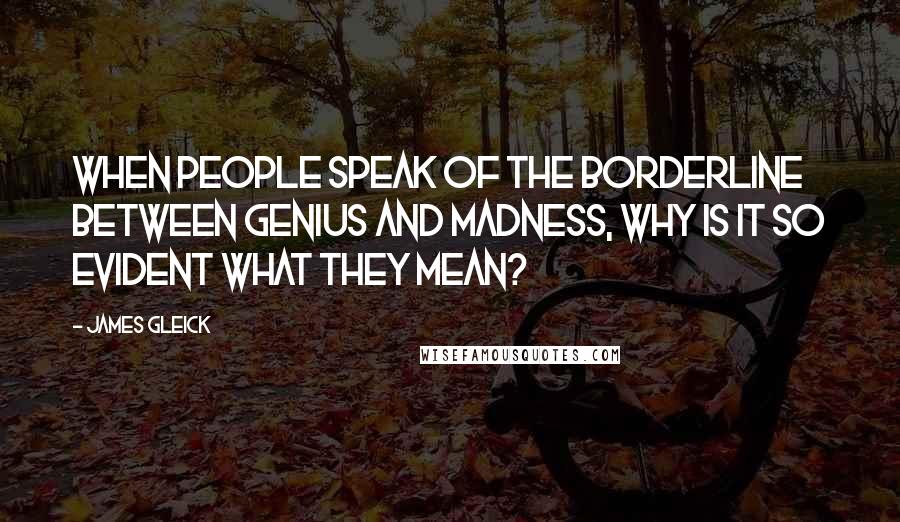 James Gleick Quotes: When people speak of the borderline between genius and madness, why is it so evident what they mean?