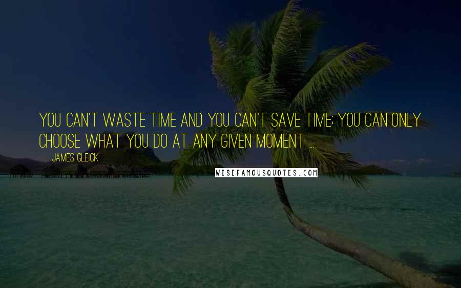 James Gleick Quotes: You can't waste time and you can't save time; you can only choose what you do at any given moment ...
