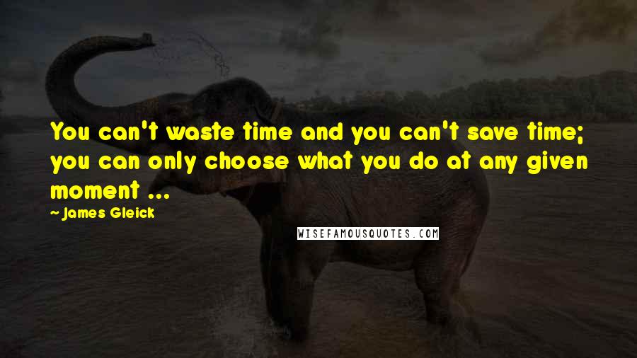 James Gleick Quotes: You can't waste time and you can't save time; you can only choose what you do at any given moment ...