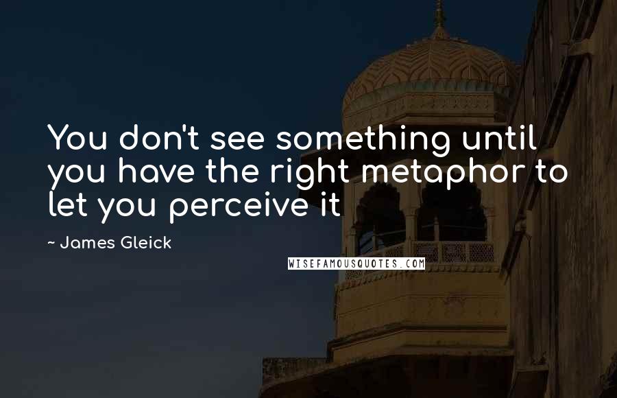 James Gleick Quotes: You don't see something until you have the right metaphor to let you perceive it