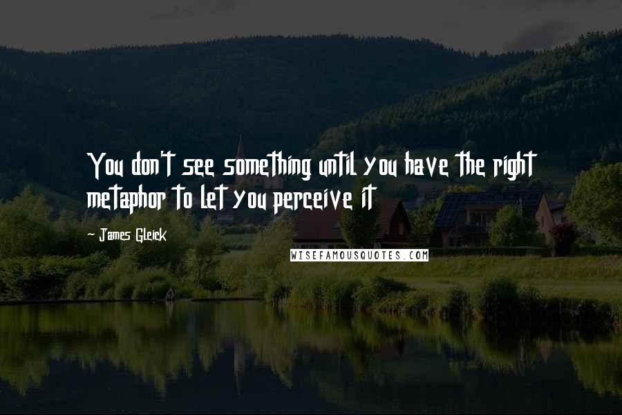 James Gleick Quotes: You don't see something until you have the right metaphor to let you perceive it