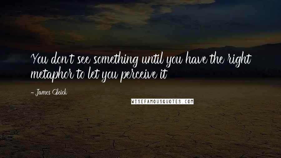 James Gleick Quotes: You don't see something until you have the right metaphor to let you perceive it