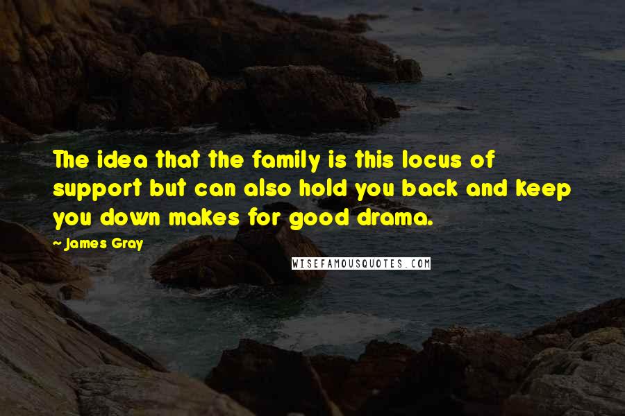 James Gray Quotes: The idea that the family is this locus of support but can also hold you back and keep you down makes for good drama.
