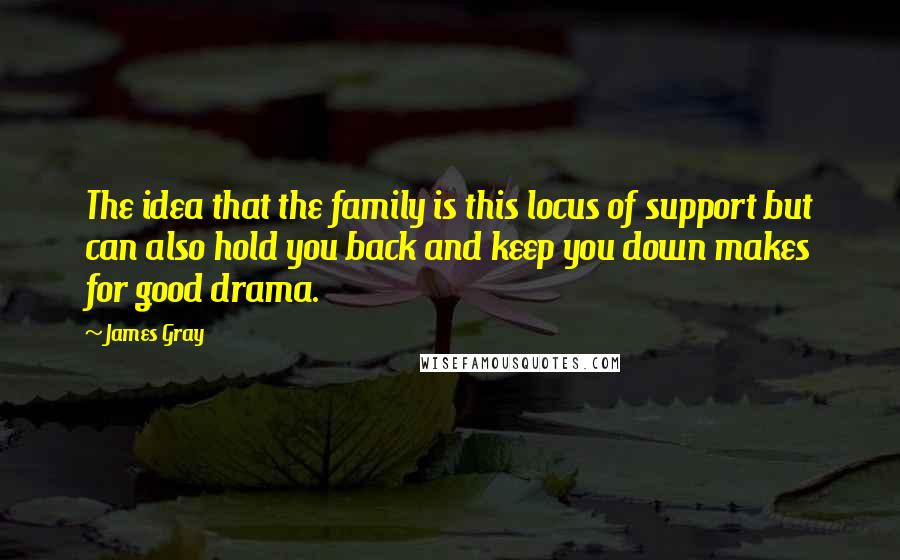 James Gray Quotes: The idea that the family is this locus of support but can also hold you back and keep you down makes for good drama.