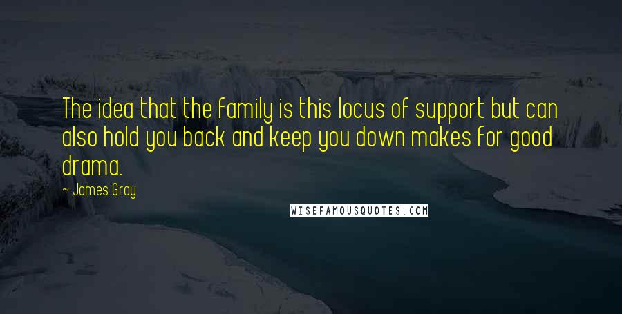 James Gray Quotes: The idea that the family is this locus of support but can also hold you back and keep you down makes for good drama.