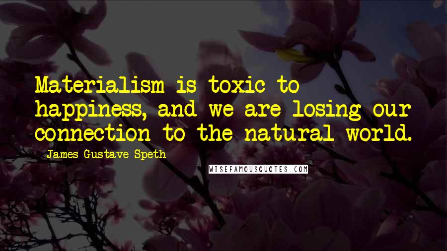 James Gustave Speth Quotes: Materialism is toxic to happiness, and we are losing our connection to the natural world.