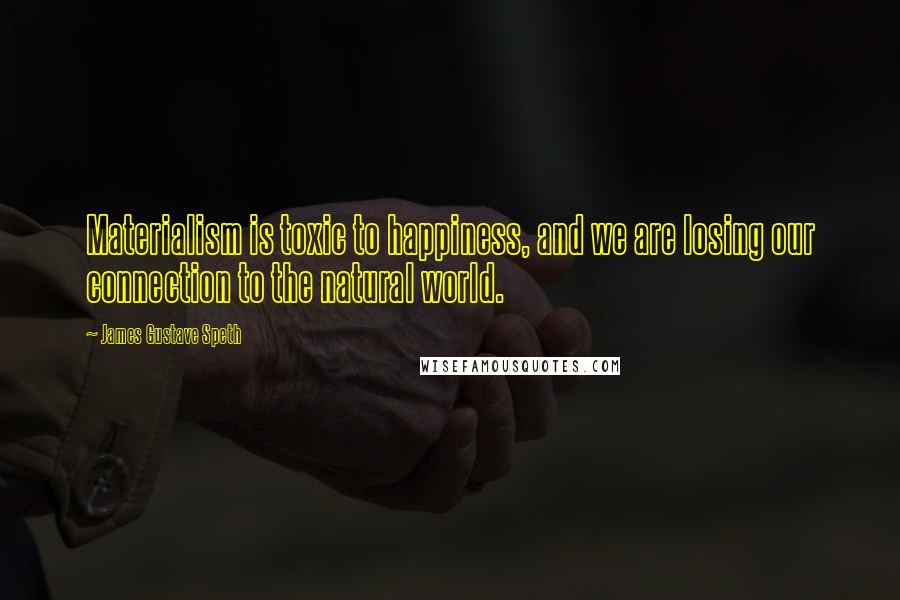 James Gustave Speth Quotes: Materialism is toxic to happiness, and we are losing our connection to the natural world.