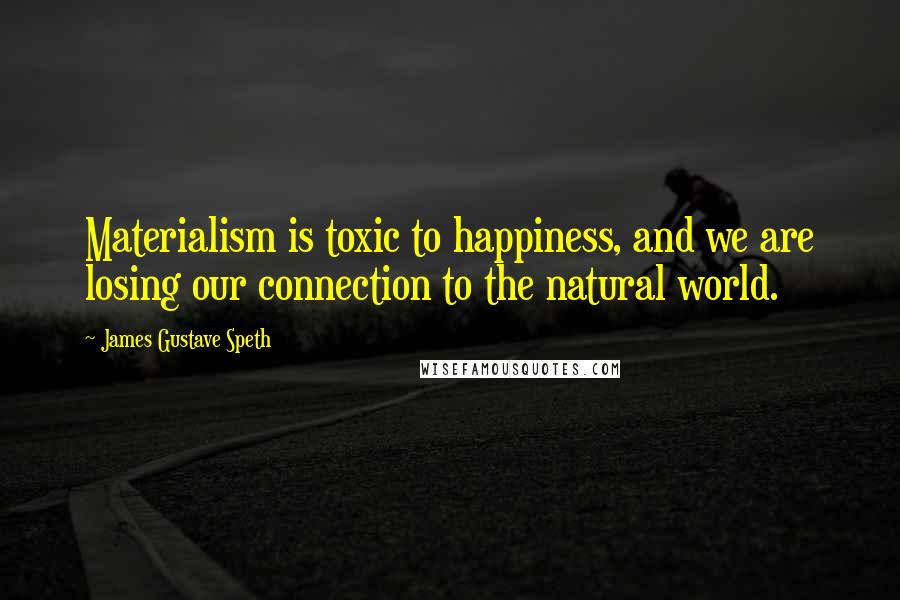 James Gustave Speth Quotes: Materialism is toxic to happiness, and we are losing our connection to the natural world.