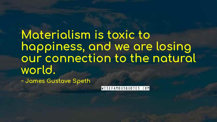 James Gustave Speth Quotes: Materialism is toxic to happiness, and we are losing our connection to the natural world.