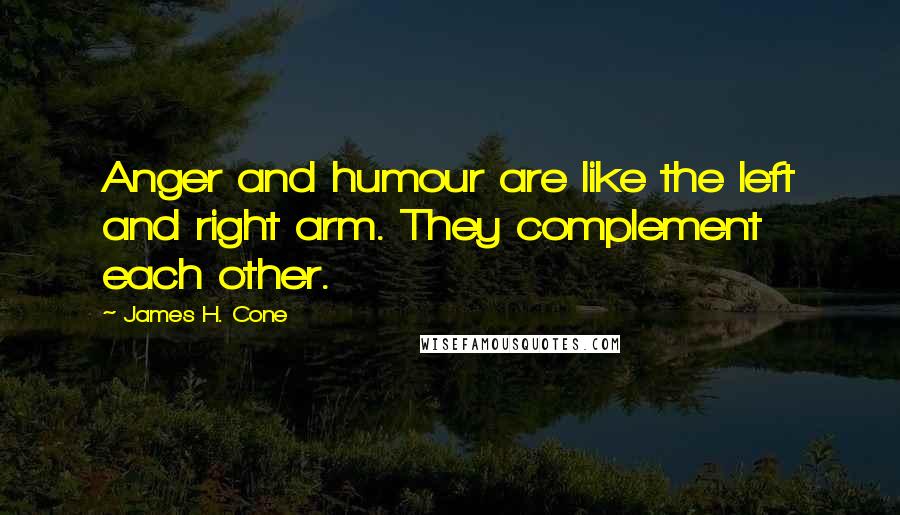 James H. Cone Quotes: Anger and humour are like the left and right arm. They complement each other.