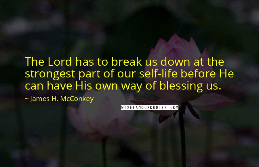 James H. McConkey Quotes: The Lord has to break us down at the strongest part of our self-life before He can have His own way of blessing us.