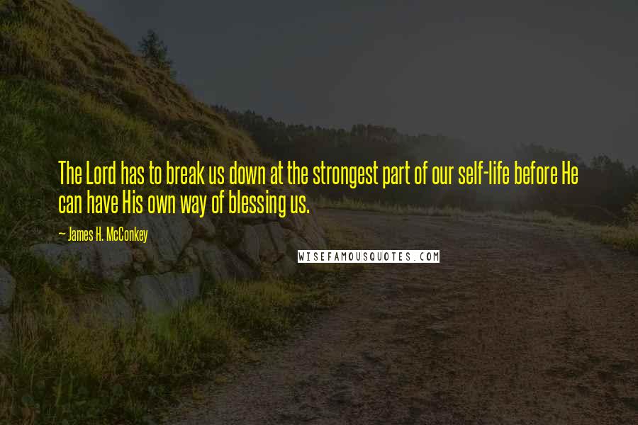 James H. McConkey Quotes: The Lord has to break us down at the strongest part of our self-life before He can have His own way of blessing us.