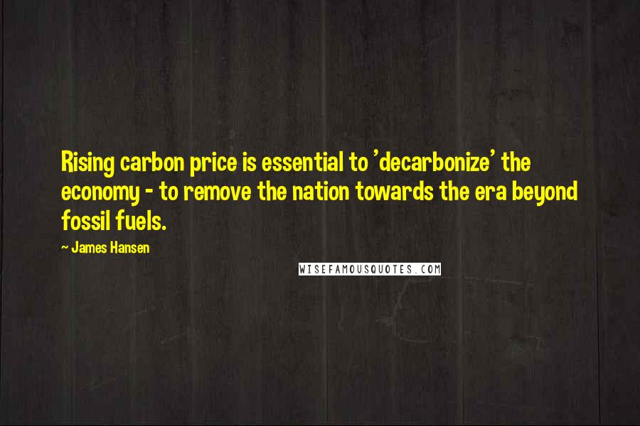 James Hansen Quotes: Rising carbon price is essential to 'decarbonize' the economy - to remove the nation towards the era beyond fossil fuels.
