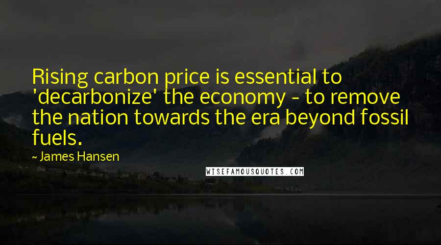 James Hansen Quotes: Rising carbon price is essential to 'decarbonize' the economy - to remove the nation towards the era beyond fossil fuels.