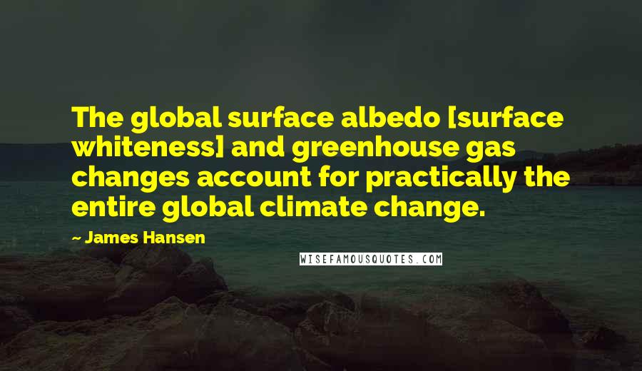 James Hansen Quotes: The global surface albedo [surface whiteness] and greenhouse gas changes account for practically the entire global climate change.