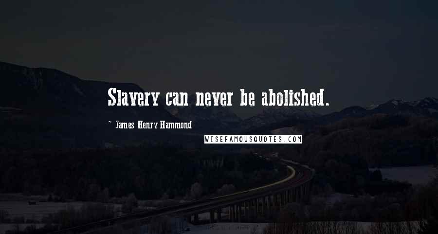 James Henry Hammond Quotes: Slavery can never be abolished.