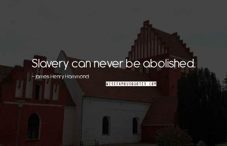 James Henry Hammond Quotes: Slavery can never be abolished.