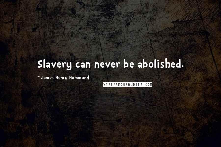 James Henry Hammond Quotes: Slavery can never be abolished.