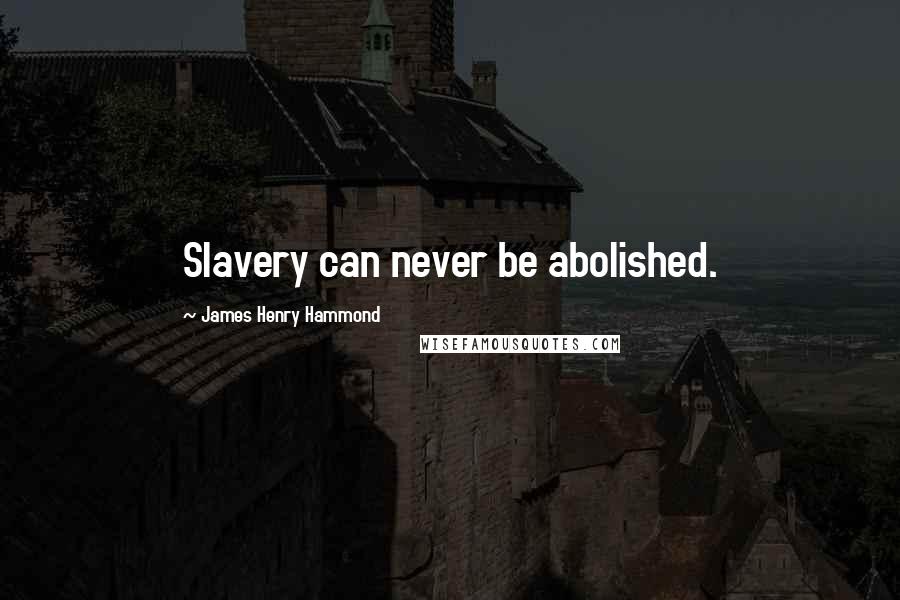 James Henry Hammond Quotes: Slavery can never be abolished.