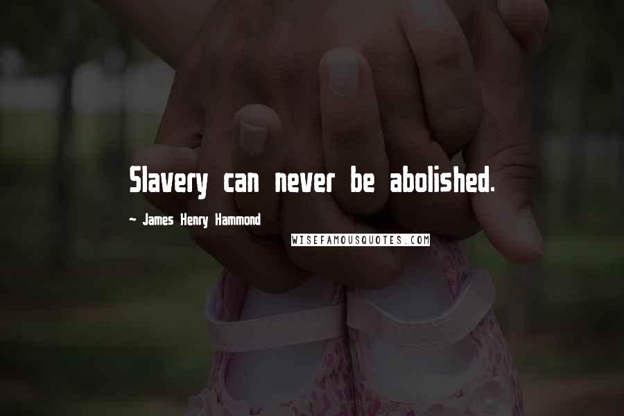 James Henry Hammond Quotes: Slavery can never be abolished.