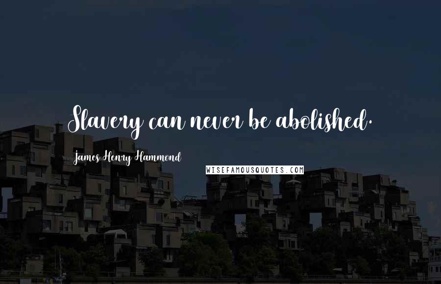 James Henry Hammond Quotes: Slavery can never be abolished.