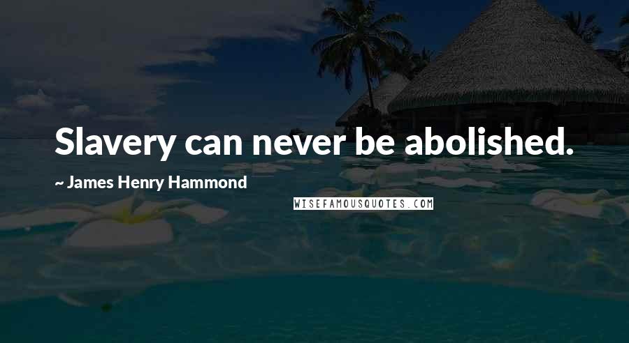 James Henry Hammond Quotes: Slavery can never be abolished.