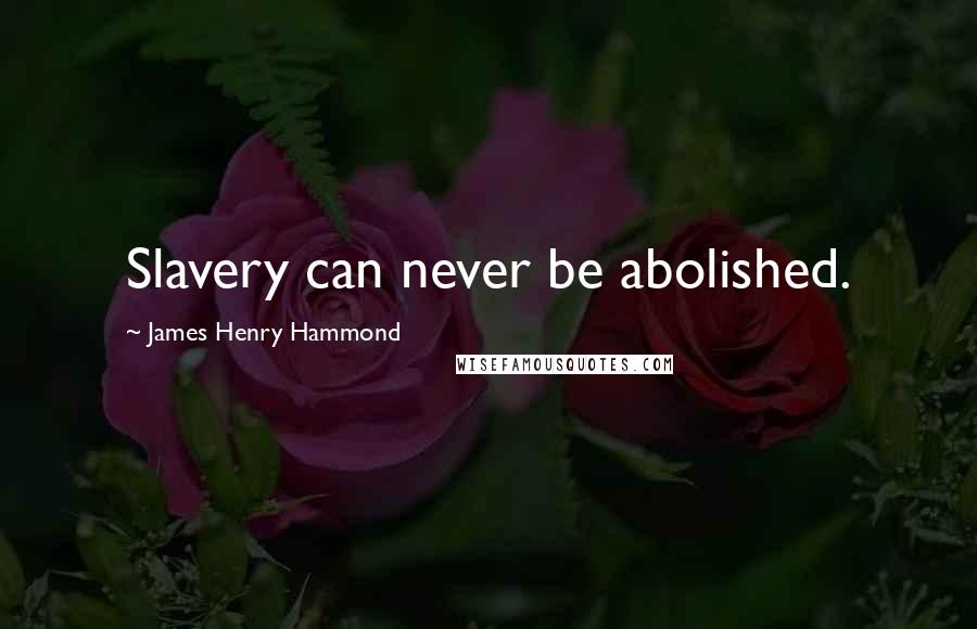 James Henry Hammond Quotes: Slavery can never be abolished.