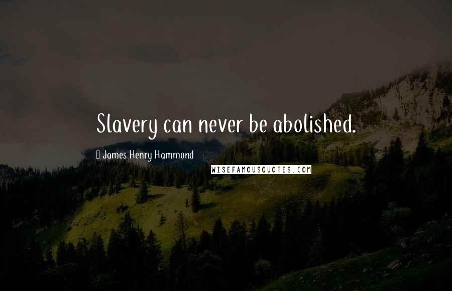 James Henry Hammond Quotes: Slavery can never be abolished.