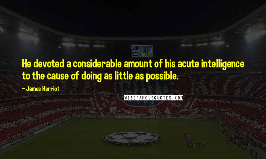 James Herriot Quotes: He devoted a considerable amount of his acute intelligence to the cause of doing as little as possible.