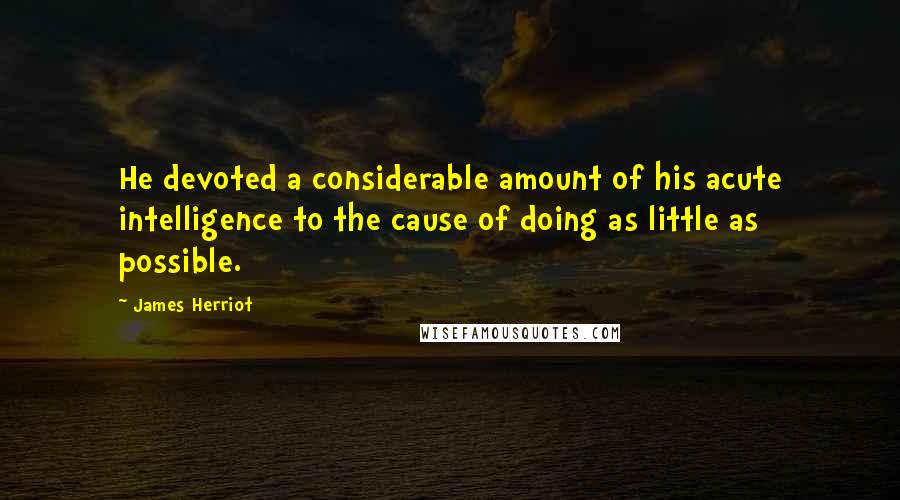 James Herriot Quotes: He devoted a considerable amount of his acute intelligence to the cause of doing as little as possible.