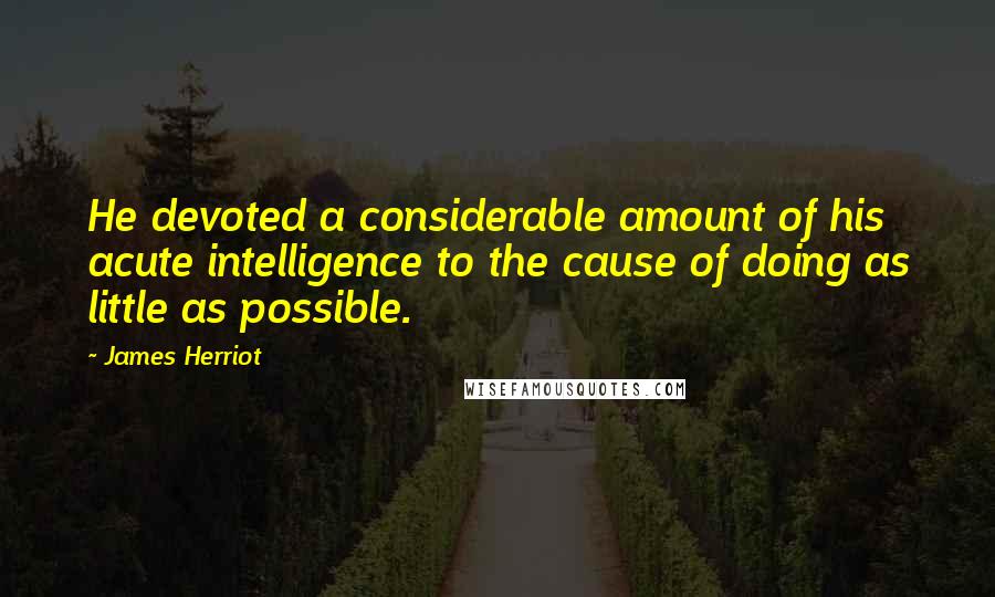 James Herriot Quotes: He devoted a considerable amount of his acute intelligence to the cause of doing as little as possible.